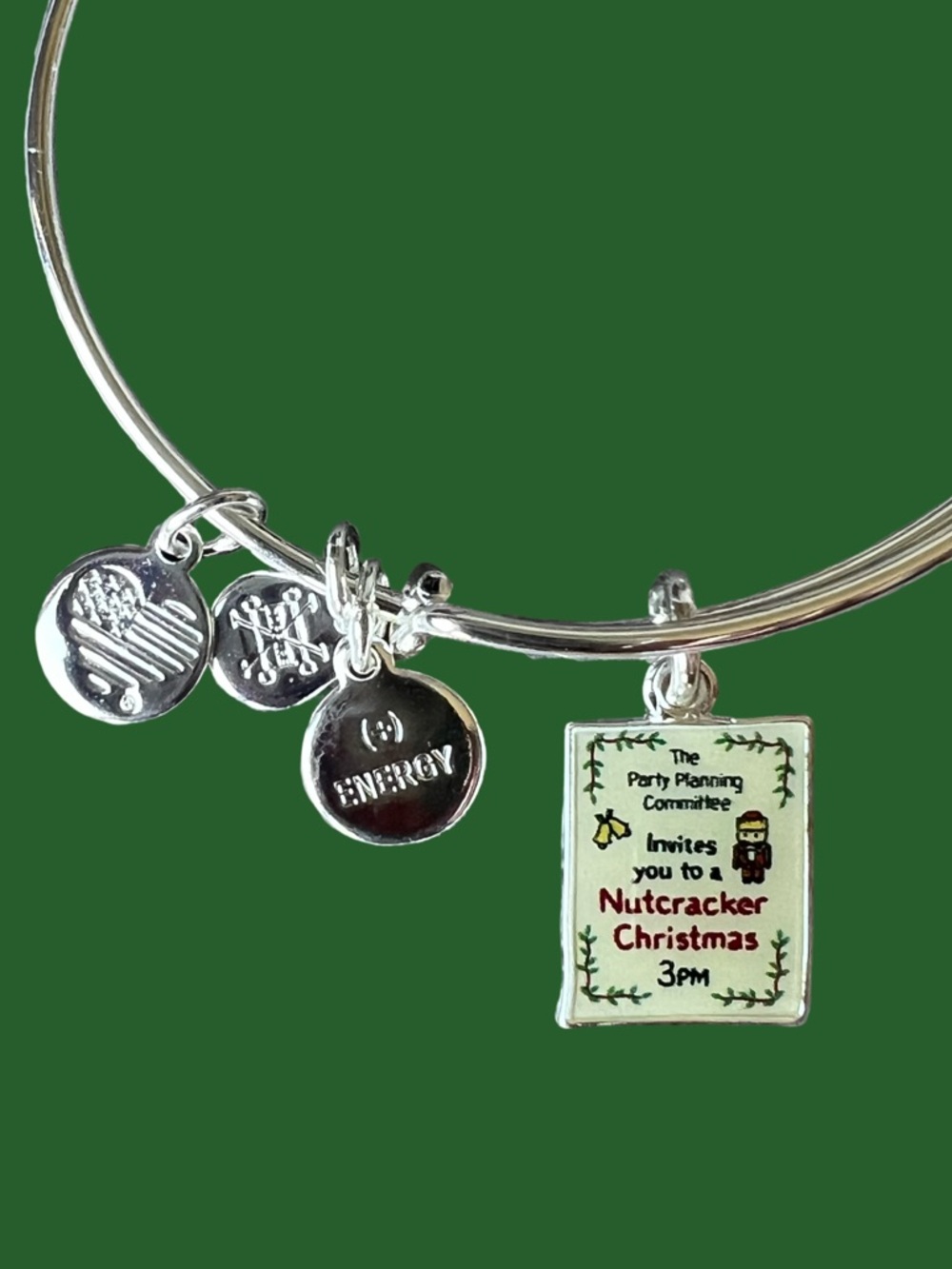 Nutcracker Christmas Silver Tone Charm Bangle by Alex and Ani - Picture 2 of 4